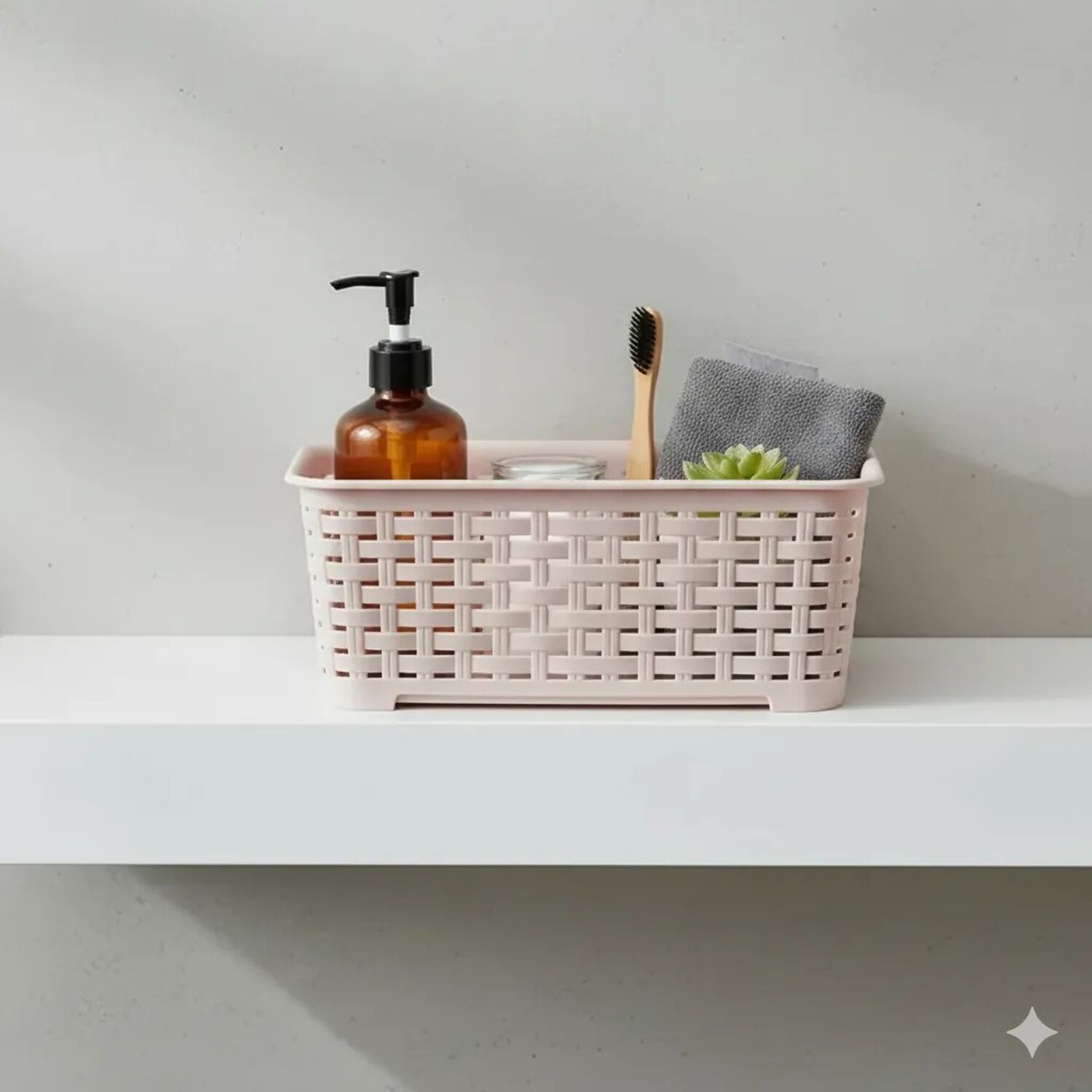 Canastilla Canasta Organizadora Multiusos Rattan 1.4 Litros Color Rosa image number 1.0