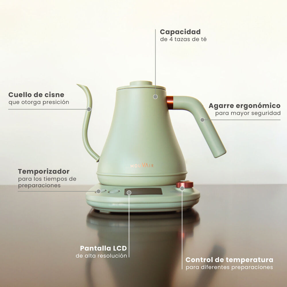 Hervidor Eléctrico Cuello De Cisne Con Control De Temperatura Mouvair Swan Verde image number 1.0