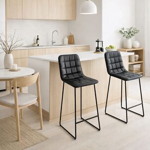 Pack De 2 Taburetes Milano Cuero Sintetico Con Patas Met&aacute;licas Estilo Industrial