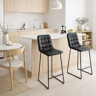 Pack De 2 Taburetes Milano Cuero Sintetico Con Patas Met&aacute;licas Estilo Industrial