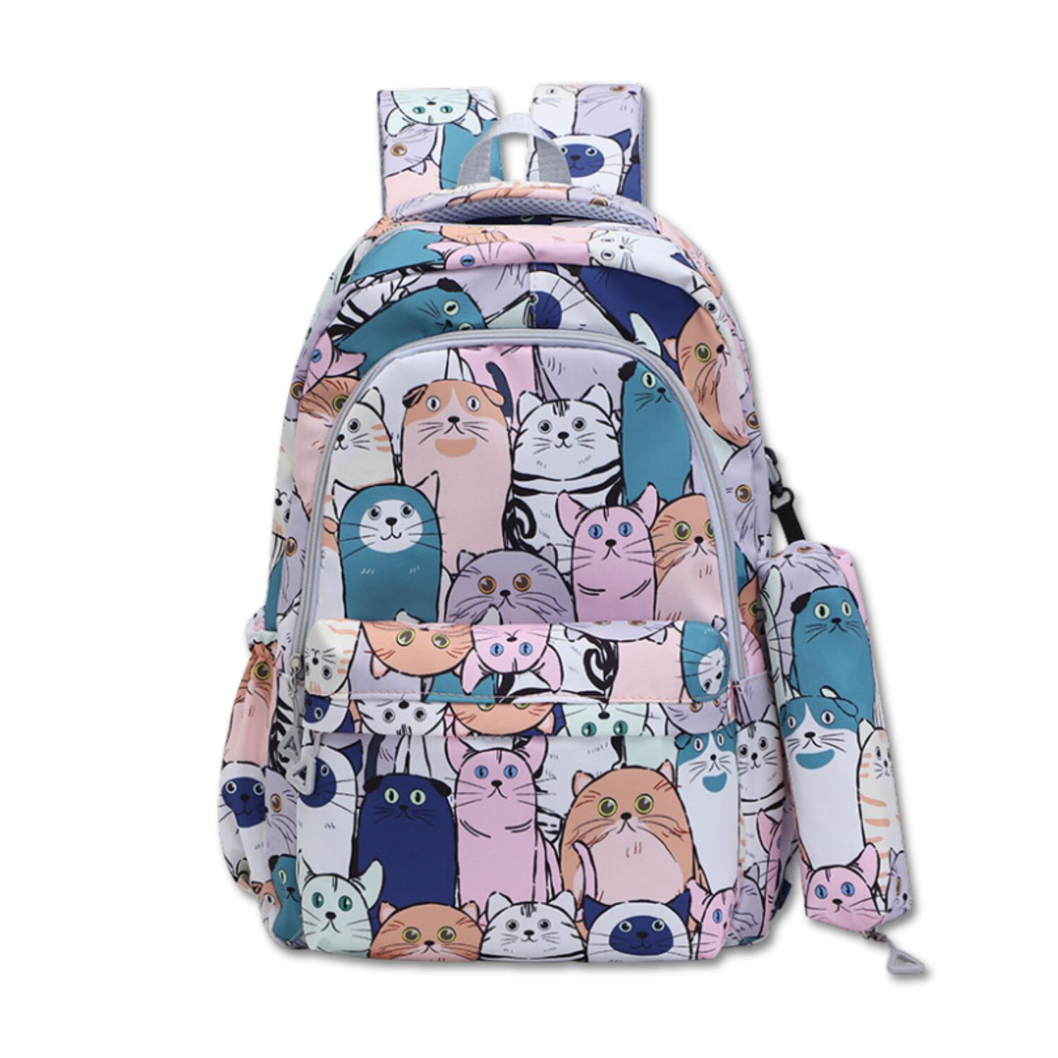 Mochila 43cm Juvenil&nbsp;y&nbsp;escolar Dise&ntilde;o Estampado Pink Blue Cats image number 0.0