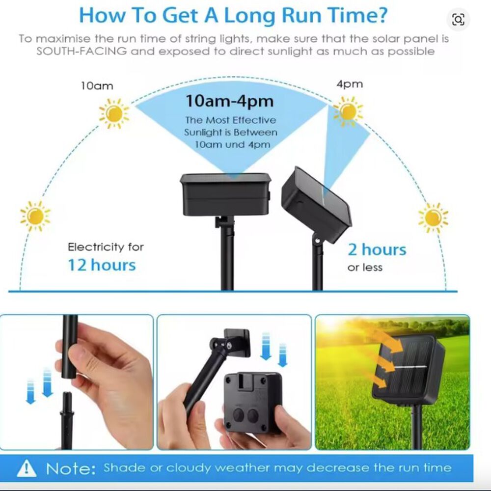 Guirnalda Luces Exteriores Led 10 Metros Con Panel Solar image number 3.0