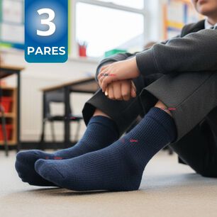 Pack 3 Calcet&iacute;nes Escolares Corto Bamb&uacute; Azul Ni&ntilde;o Y Ni&ntilde;a