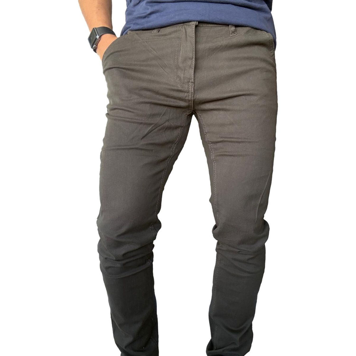 Pantal&oacute;n Tela Elasticado Hombre Casual Verde 850084 image number 3.0