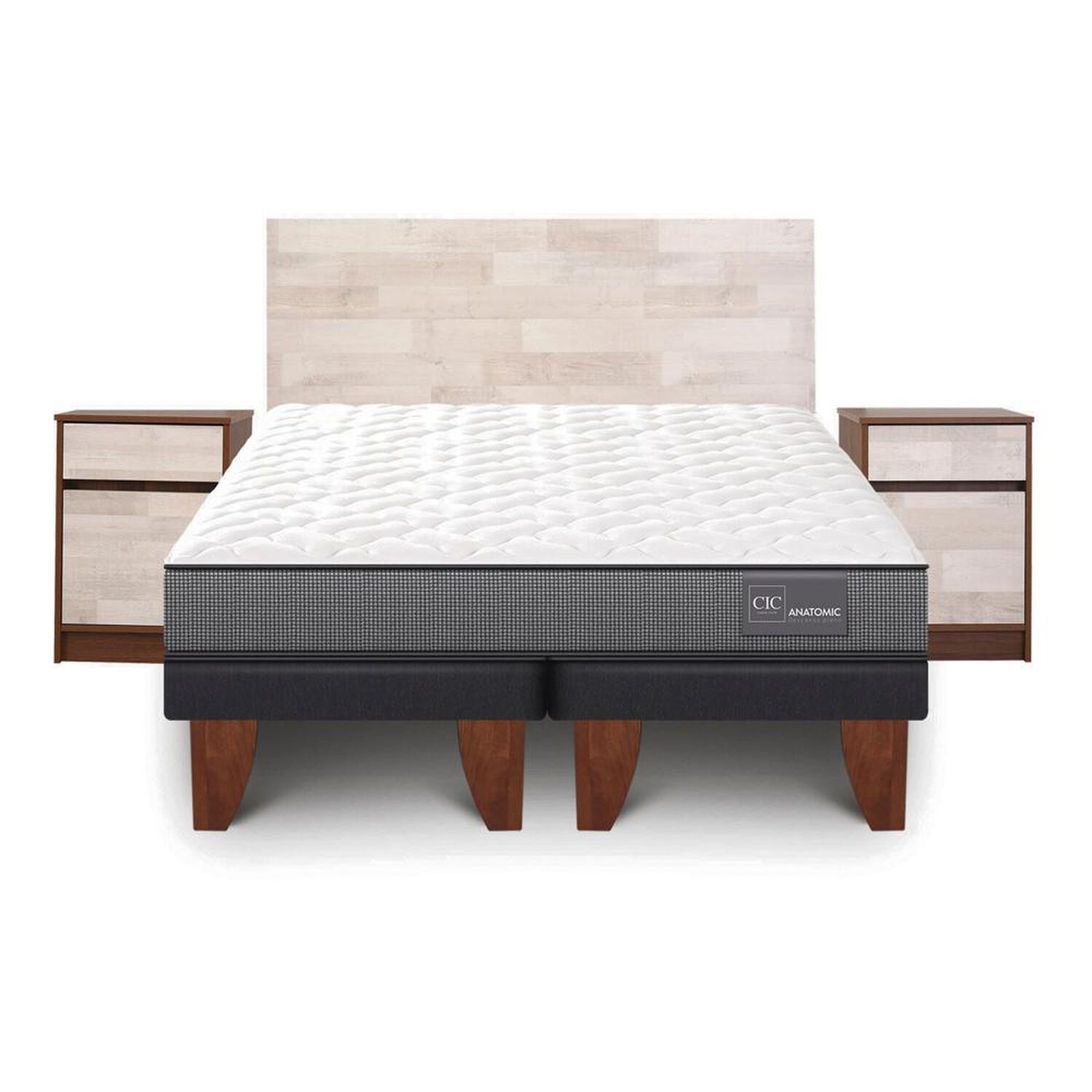 Cama Europea Cic Anatomic / 2 Plazas / Base Dividida + Set De Maderas image number 0.0