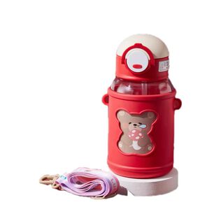 Botella De Agua Portatil 620ml Osito Kawaii Rojo Infantil