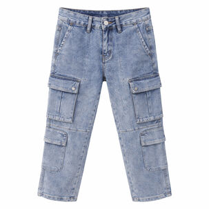 Pantalon Jeans Ni&ntilde;o Cargo Urbano Con Bolsillos Funcionales