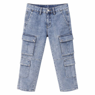 Pantalon Jeans Ni&ntilde;o Cargo Urbano Con Bolsillos Funcionales