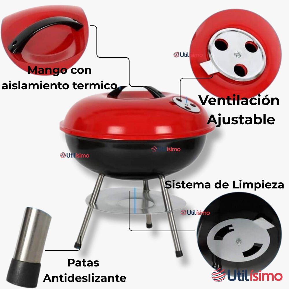 Mini Parrillera Portátil A Carbón Acero Inoxidable Camping Hogar image number 7.0