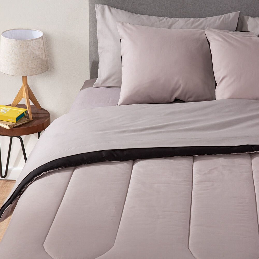 Plumon Bicolor Negro Gris Arthome 2 Plazas image number 1.0