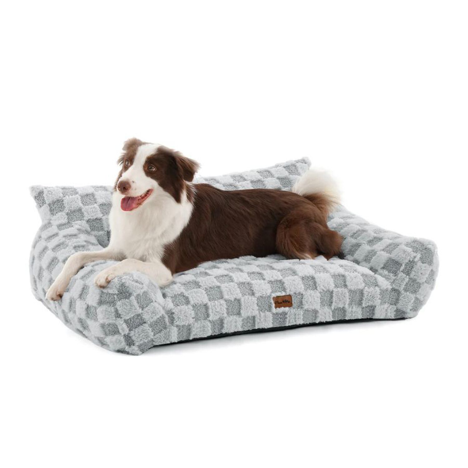 Cama Sof&aacute; Para Perros Y Gatos Dise&ntilde;o Cuadros Gris Lavable Talla L image number 2.0