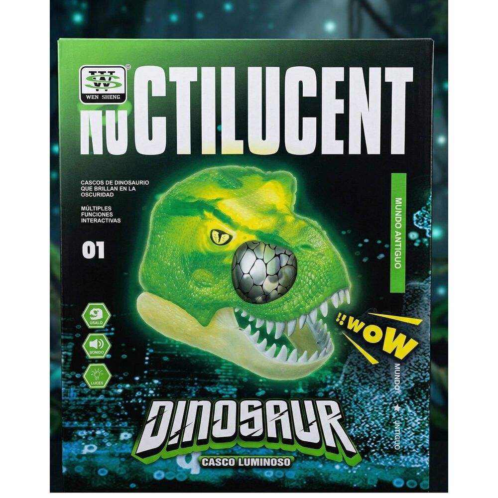 Mascara Infantil De Dinosaurio Rex Ne&oacute;n Luz Y Movimiento image number 5.0