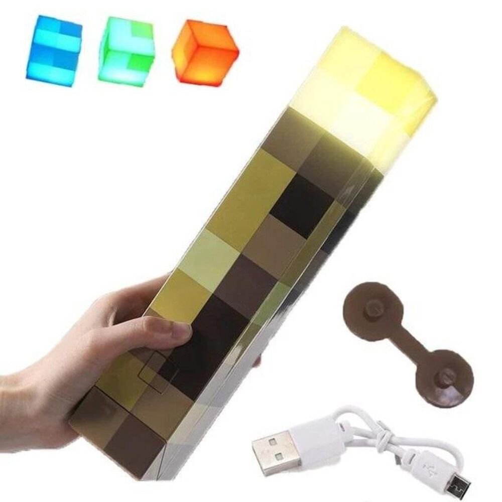 Lampara Antorcha Minecraft Para Pared 4 Colores image number 0.0