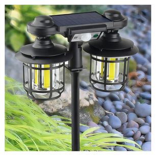 Foco Solar Exterior Doble Sensor Movimiento Estaca Pared