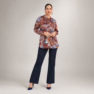Blusa Estampada Manga Larga Cuello Camisero Mujer Lorenzo Di Pontti