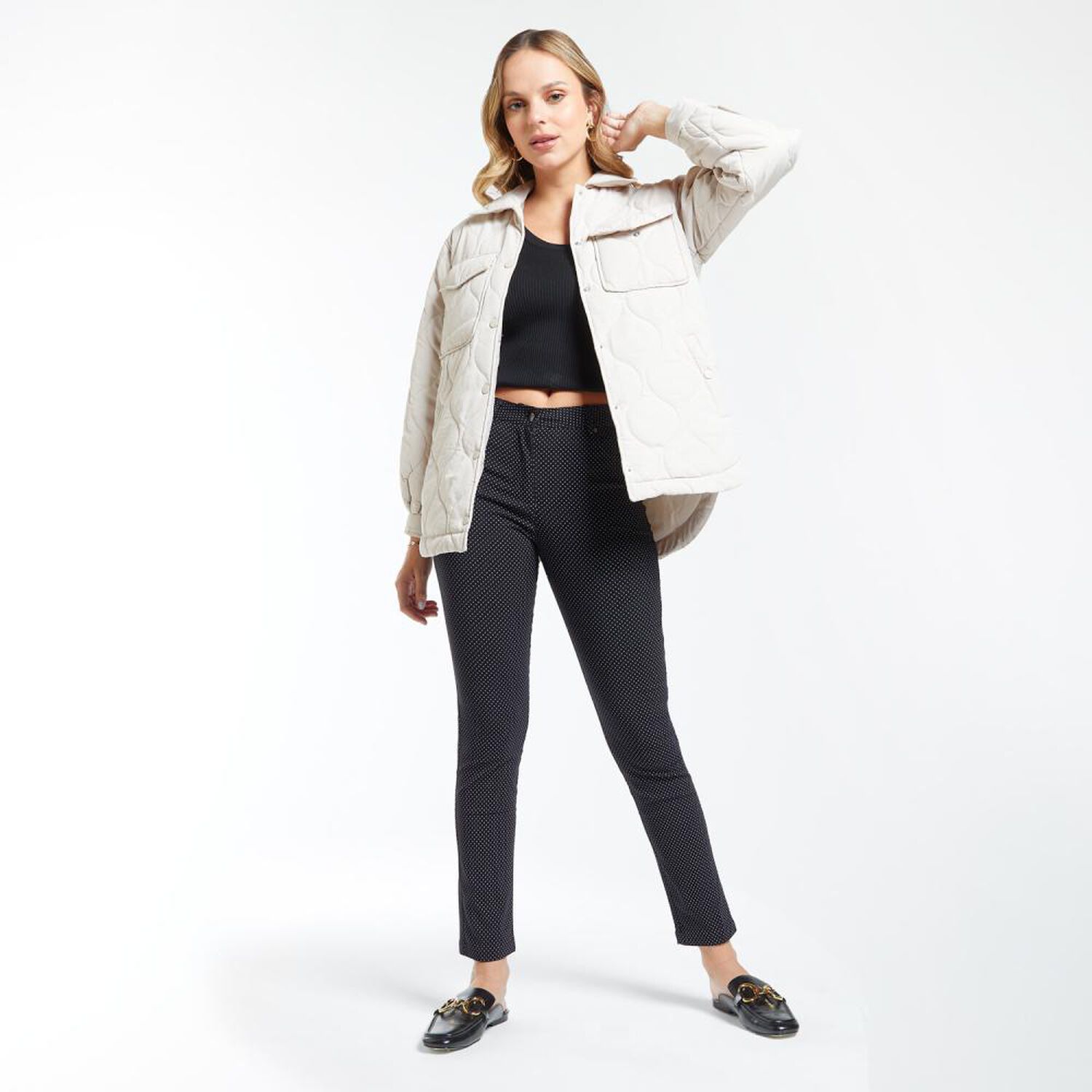 Pantal&oacute;n B&aacute;sico Strech Tiro Alto Skinny Recto Mujer Kimera image number 1.0
