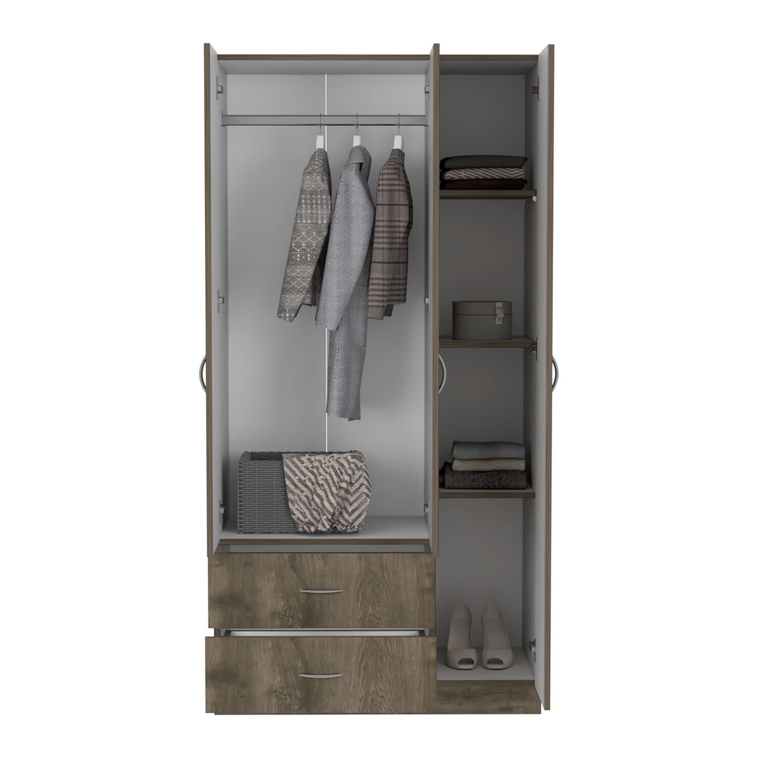 Closet 3 Puertas 2 Cajones Caf&eacute; Oscuro 180x90x47 Cm image number 1.0