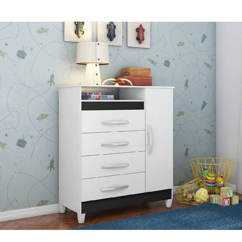 Comoda 4 Cajones 1 Puerta Turqueza Cuadraflex image number 4.0