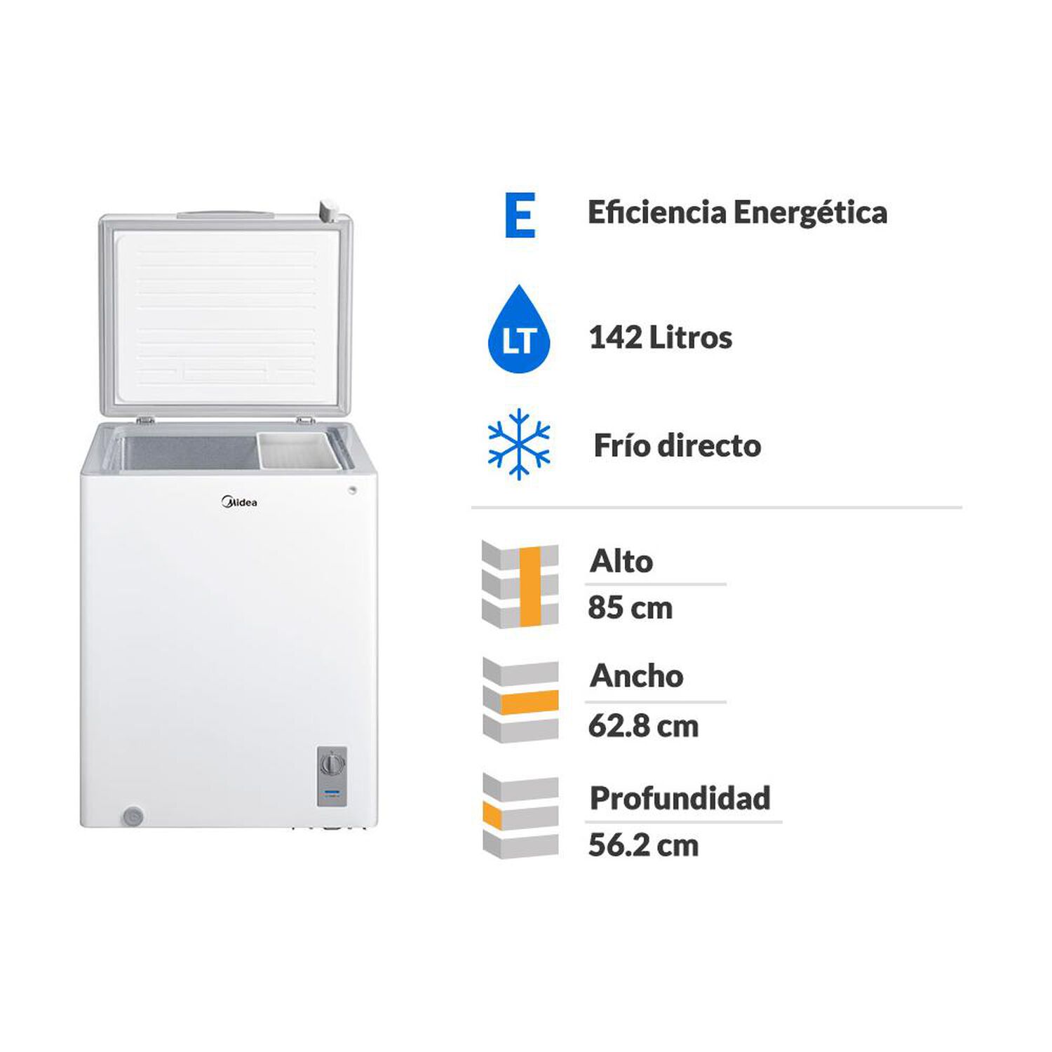 Freezer Horizontal Midea MFH-1430B186C / Fr&iacute;o Directo / 142 Litros / E image number 1.0