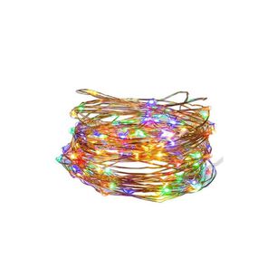 Guirnalda Luces Led Multicolores Solares De Cobre 20 Metros