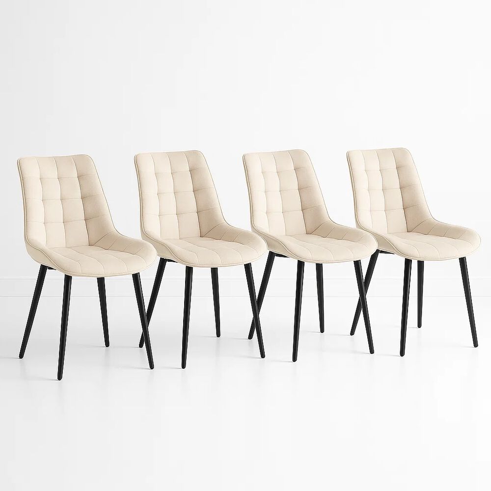 Pack De 4 Sillas De Comedor Macron Acolchada Terciopelo - Beige image number 0.0