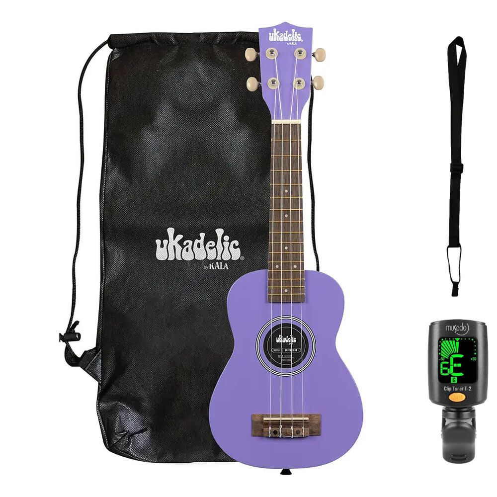 Full Pack Ukelele Soprano Kala Ukadelic Ultraviolet + Afinador Cromático Clip + Correa Allegro image number 0.0