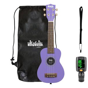 Full Pack Ukelele Soprano Kala Ukadelic Ultraviolet + Afinador Cromático Clip + Correa Allegro
