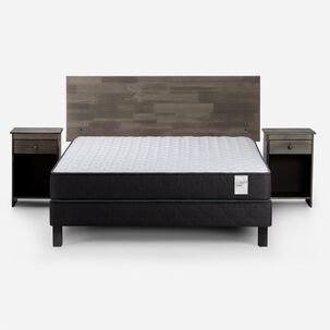 Cama Europea Rosen Wave / 2 Plazas / Base Normal + Set De Maderas Tabor Grafito