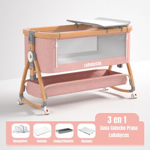 Cuna Colecho Mecedora 3 En 1 Lubabycas Rosada