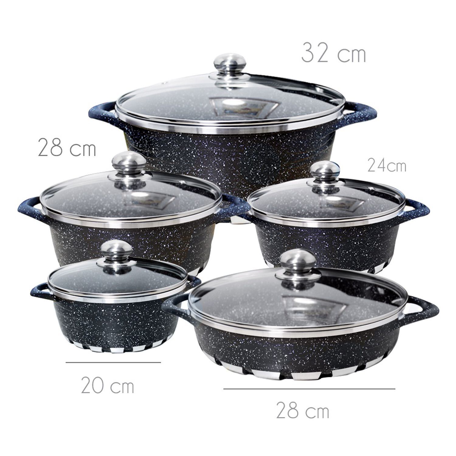 Bater&iacute;a Cocina 10 Piezas Altas Granito Antiadherente Negra image number 2.0