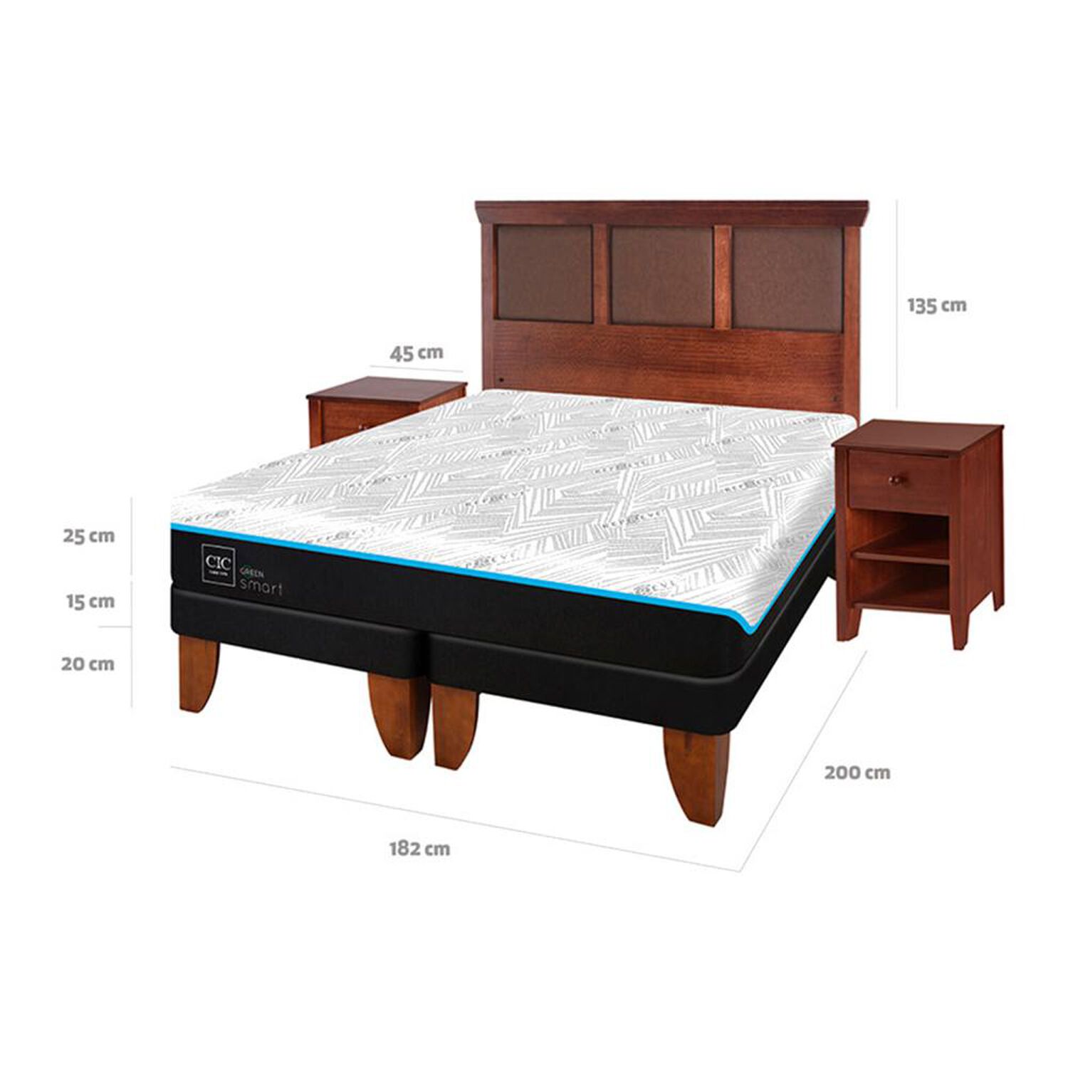 Cama Europea Cic Green Infinity / King / Base Dividida + Set De Maderas image number 6.0