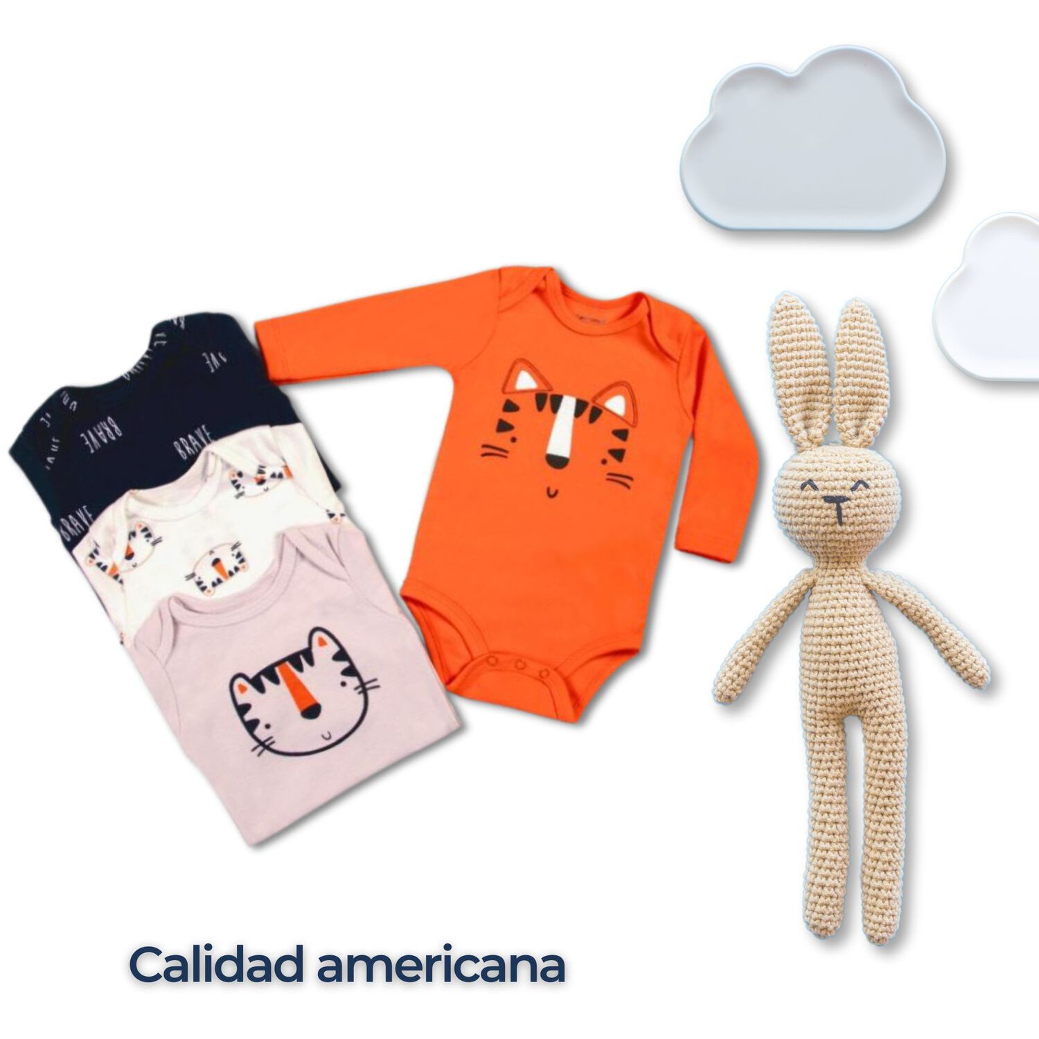 Pack 4 Bodys Ni&ntilde;o Manga Larga Tedmimak 100% Algod&oacute;n Tiny Tigers image number 5.0
