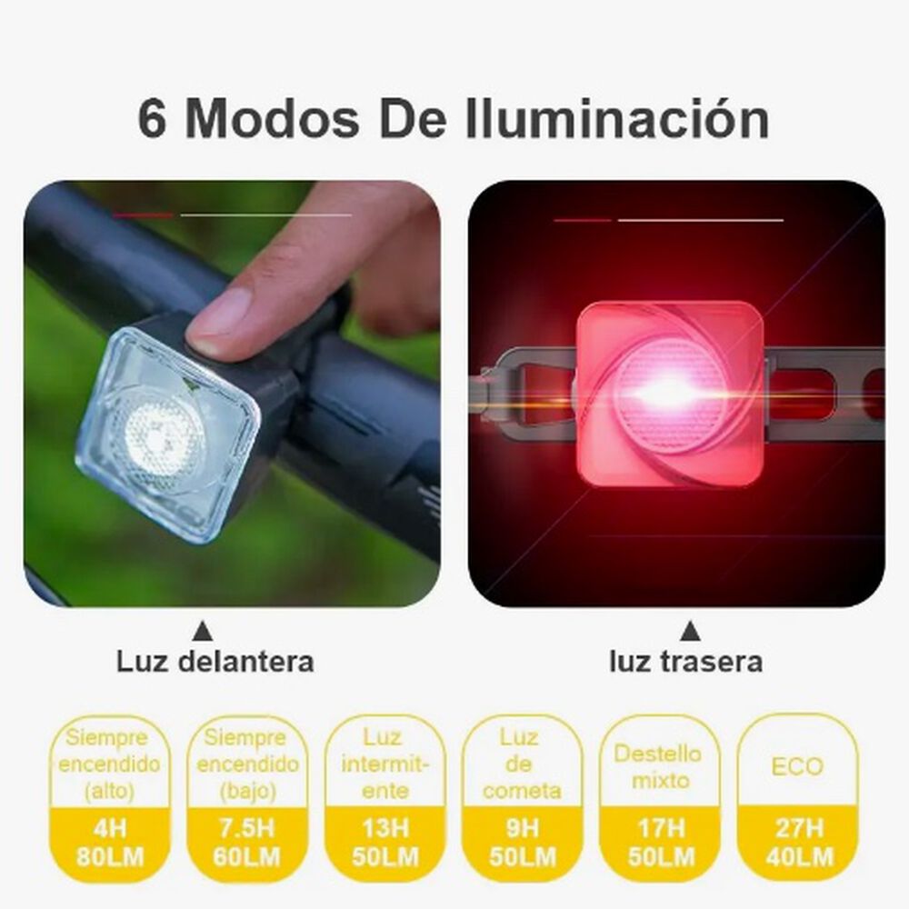 Set De Luces Bicicleta Usb Recargable image number 1.0