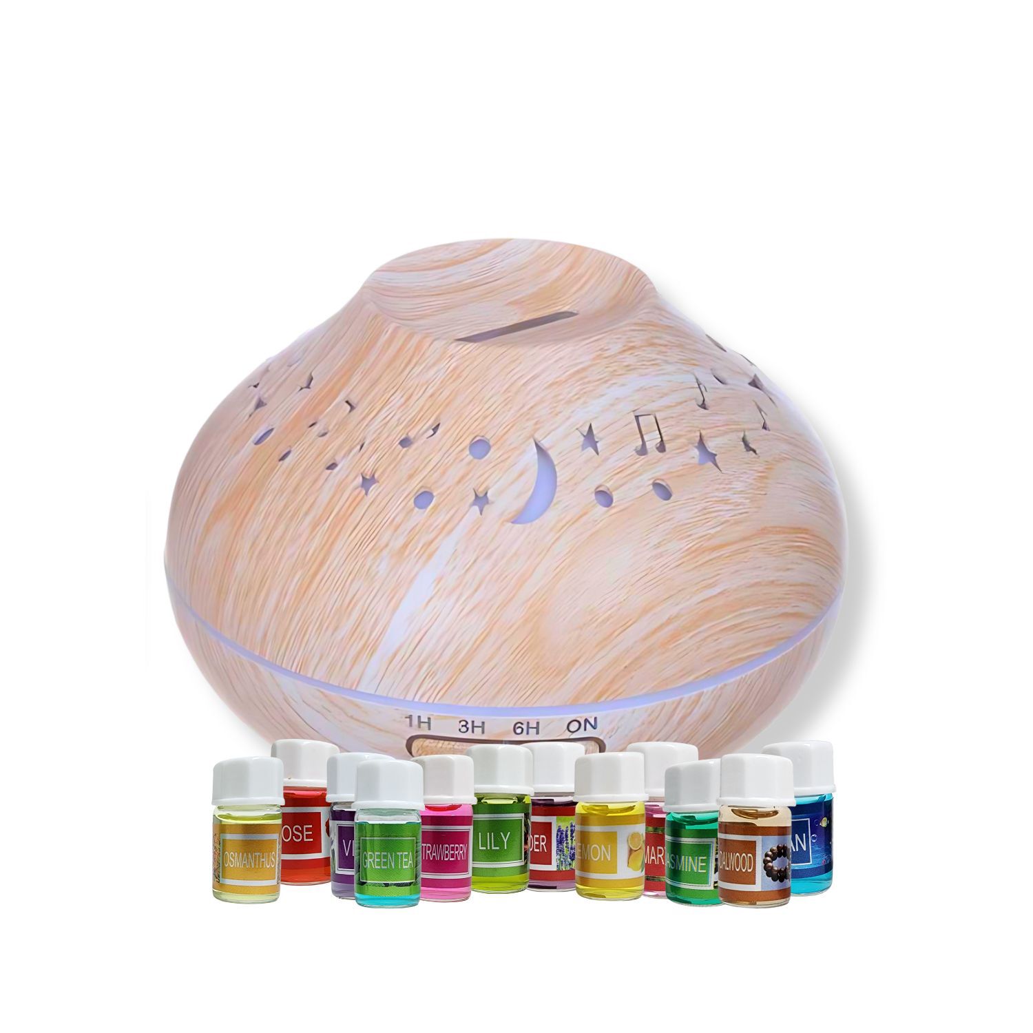 Pack Humidificador Luna Y Estrella + 12 Esencias Aromaticas image number 0.0