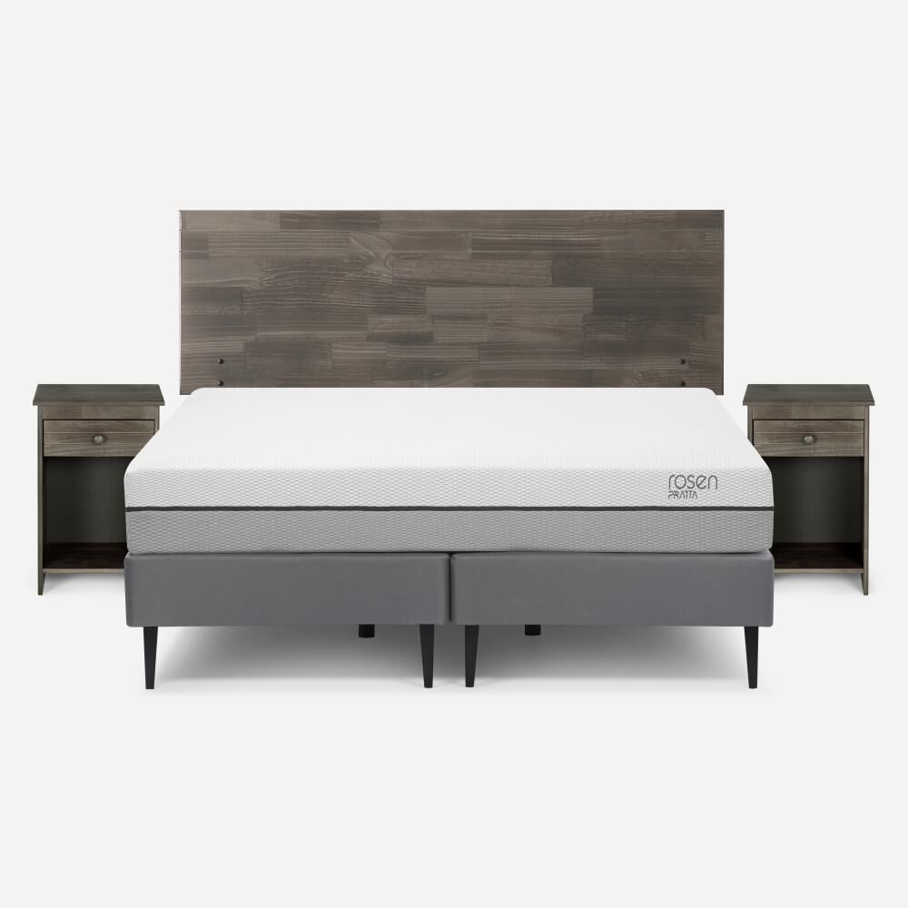 Cama Europea Rosen Pratta / 2 Plazas / Base Dividida + Set De Maderas Tabor Grafito image number 0.0