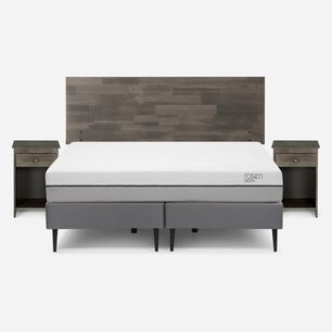 Cama Europea Rosen Pratta / 2 Plazas / Base Dividida + Set De Maderas Tabor Grafito