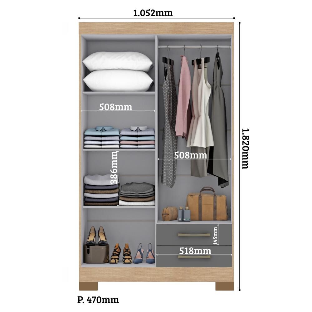 Cl&oacute;set Di Poretti Design Closet Escocia / 4 Puertas, 4 Puertas / 2 Cajones image number 2.0