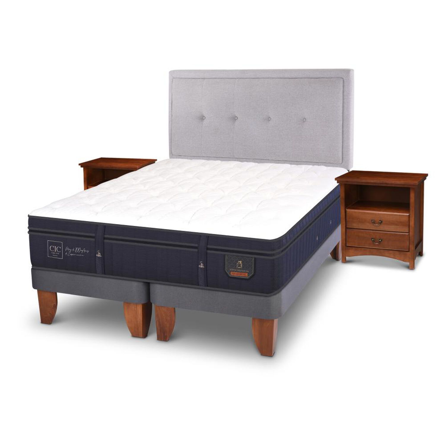 Cama Europea Cic Super Premium / 2 Plazas / Base Dividida + Set De Maderas image number 3.0