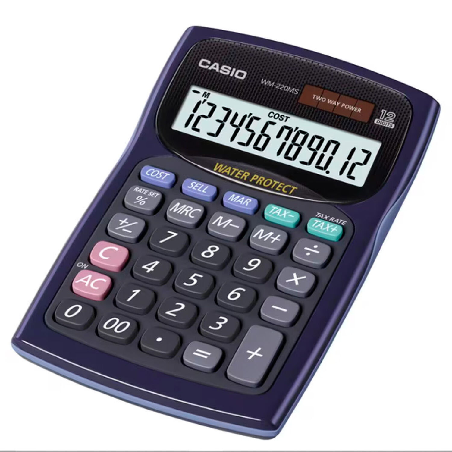 Calculadora Casio Wm-220ms Azul 12 D&iacute;gitos Resistente Agua image number 1.0