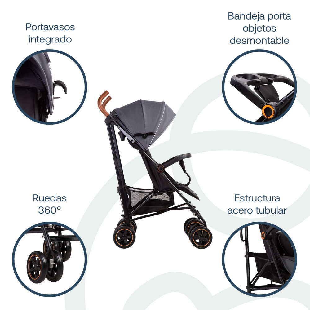 Coche Paragua Magic Ride Fiesta Gris Bebesit image number 2.0