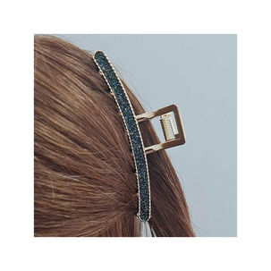 Traba Metálica Garra Tiburón Cabello Brillo Intenso Verde
