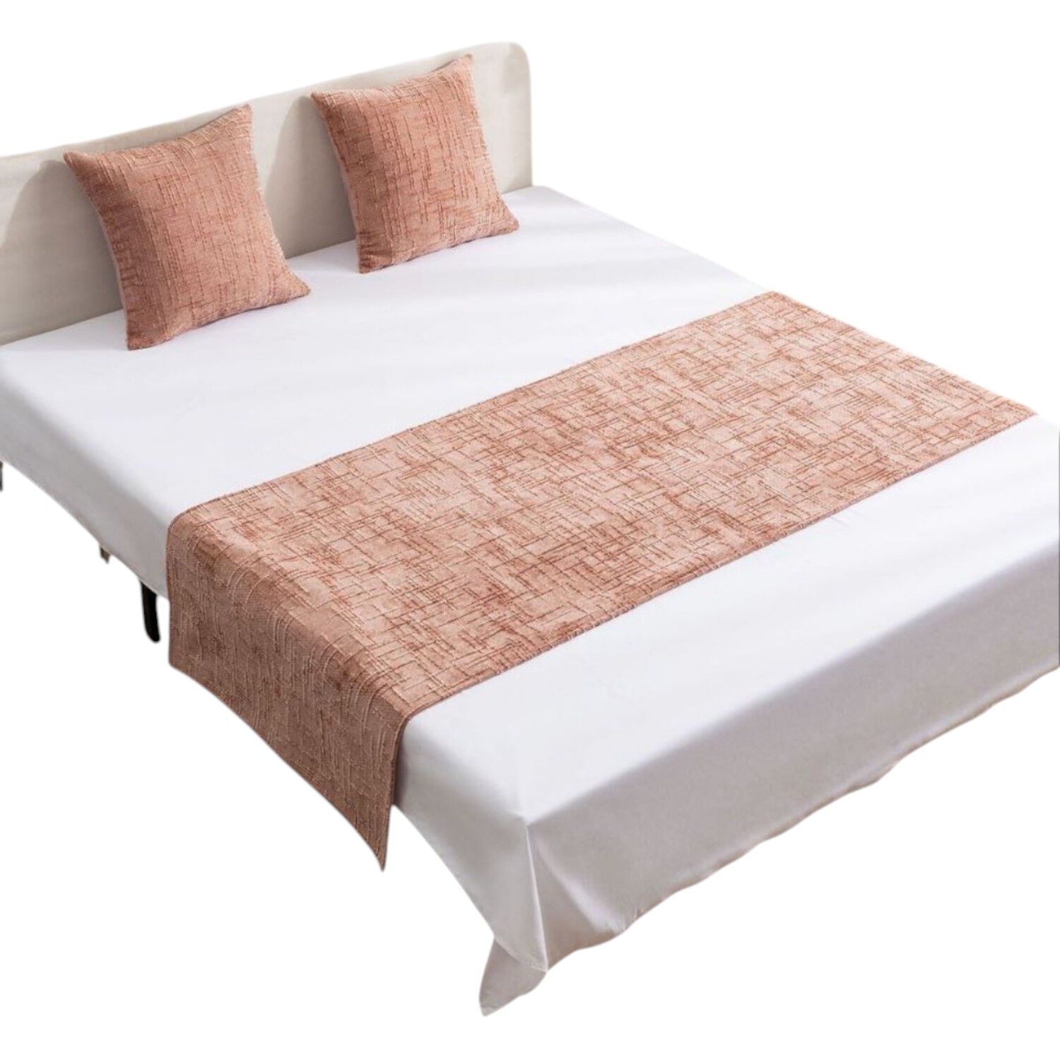 Piecera Para Cama Medida 70x210cm Chenille + 2 Fundas Color Rosa image number 0.0
