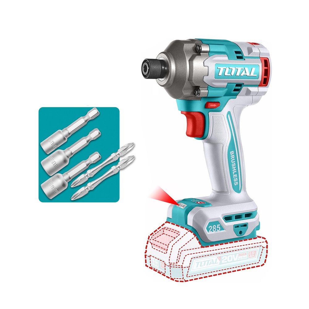 Kit Atornillador De Impacto Y Taladro 20v Con 2 Bater&iacute;as Y Cargador Total image number 2.0