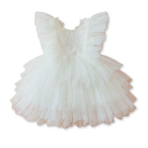 Vestido De Fiesta De Encaje Y Tul Ni&ntilde;as 6 Meses A 4 A&ntilde;os Baby Girls