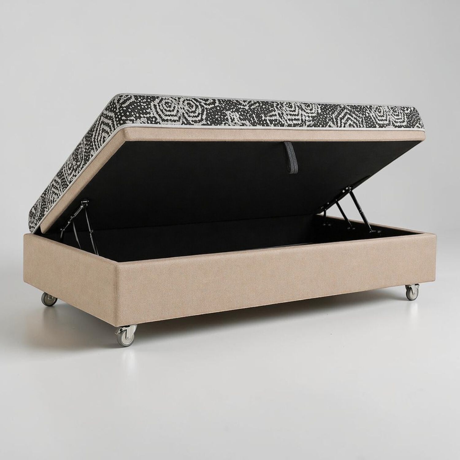 Cama Baul 1 Plaza L190 Cm + Colchon Modelo Ideal / Con Ruedas Pyton (beige) image number 1.0