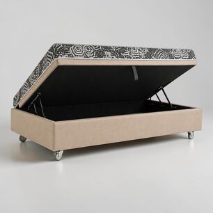 Cama Baul 1 Plaza L190 Cm + Colchon Modelo Ideal / Con Ruedas Pyton (beige)
