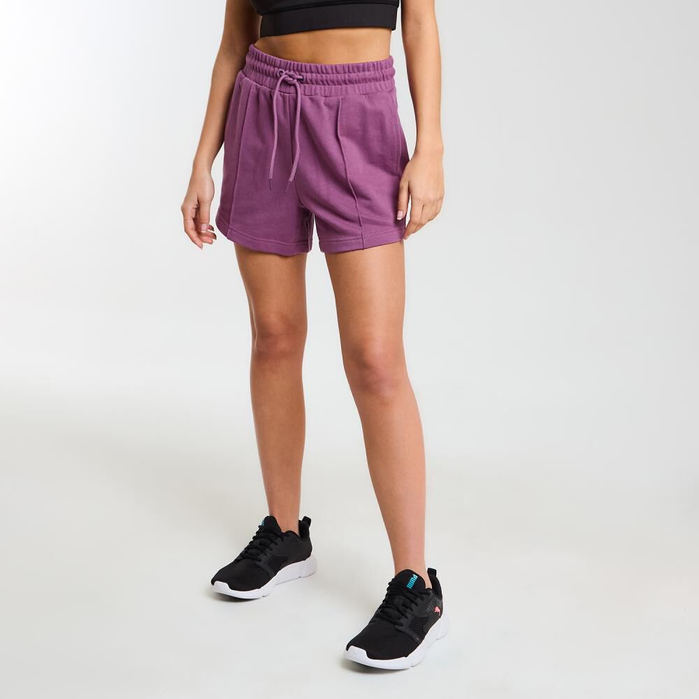 Short Deportivo Liso Tiro Medio Regular Mujer Wetland image number 2.0