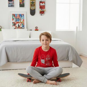 Pijama Ni&ntilde;o Algod&oacute;n Estampado Skate Rojo