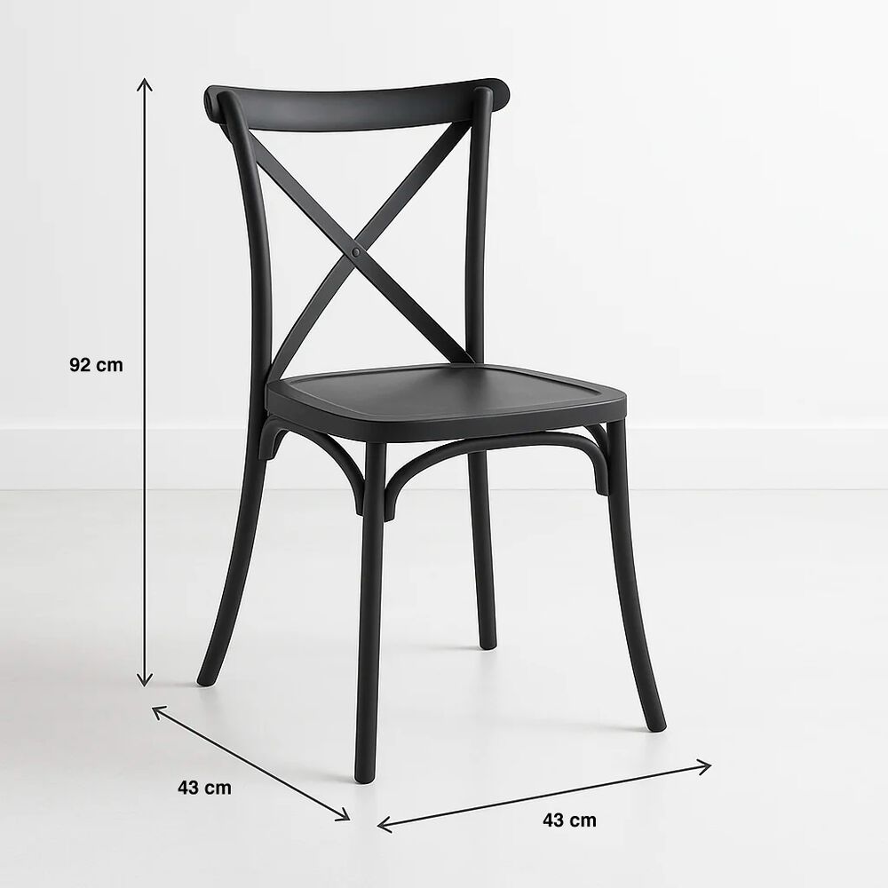 Pack 4 Sillas De Terraza O Comedor Crossback Danubio - Negra image number 3.0