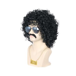 Set Disfraz Afro Retro Hombre A&ntilde;os 80 Onda Disco Pelo